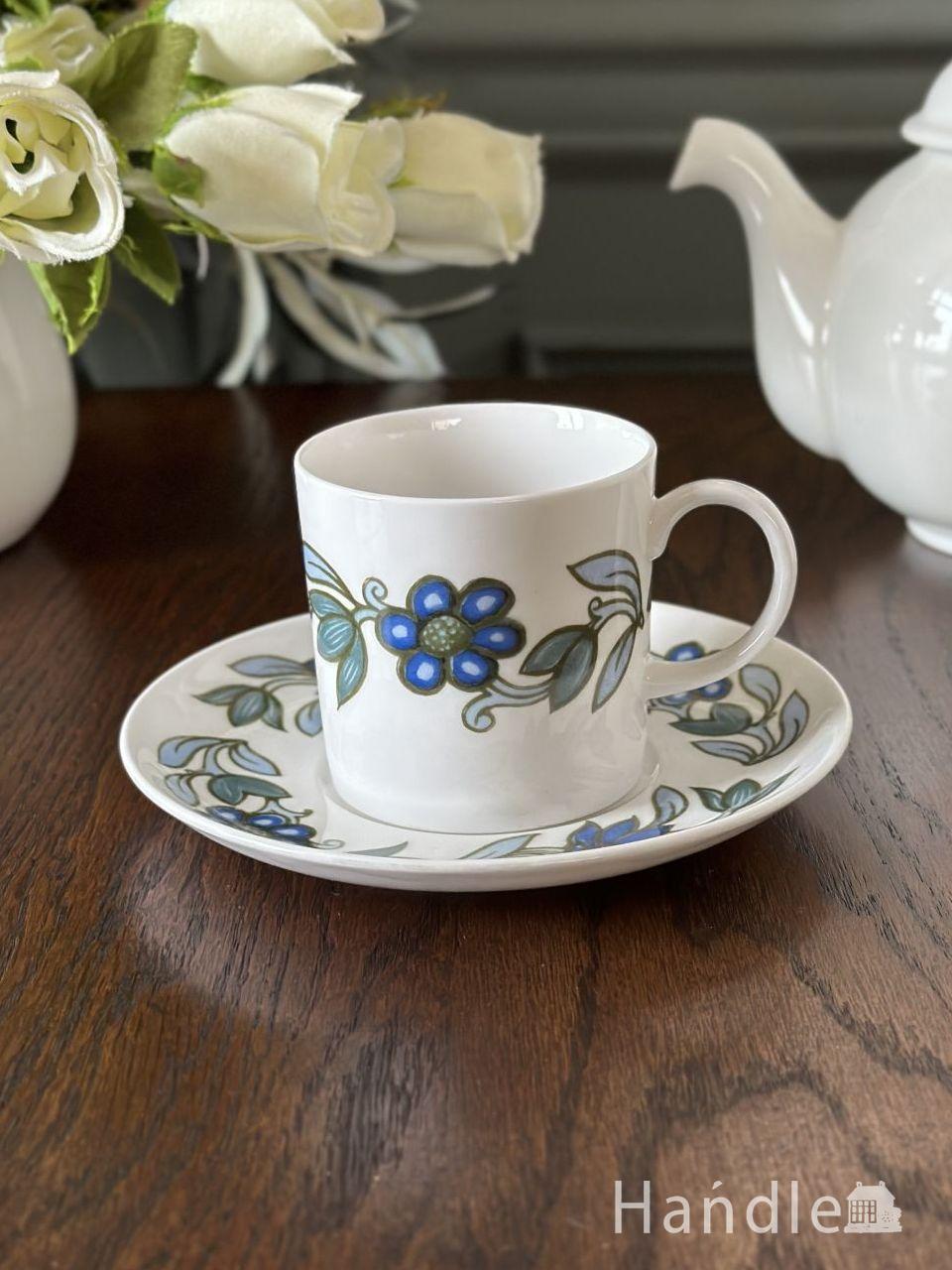 スージークーパーのアンティークの陶磁器、ART NOUVEAUアールヌーボーブルーのDEMI CUP&amp;SAUCER (m-8314-z)