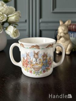 アンティーク雑貨 アンティーク食器 イギリスから届いたバニキンズの陶磁器、ロイヤルドルトン（ROYAL DOULTON）のダブルハンドルマグ